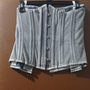 Gray Mesh Waist Cincher Corset - Classic Support